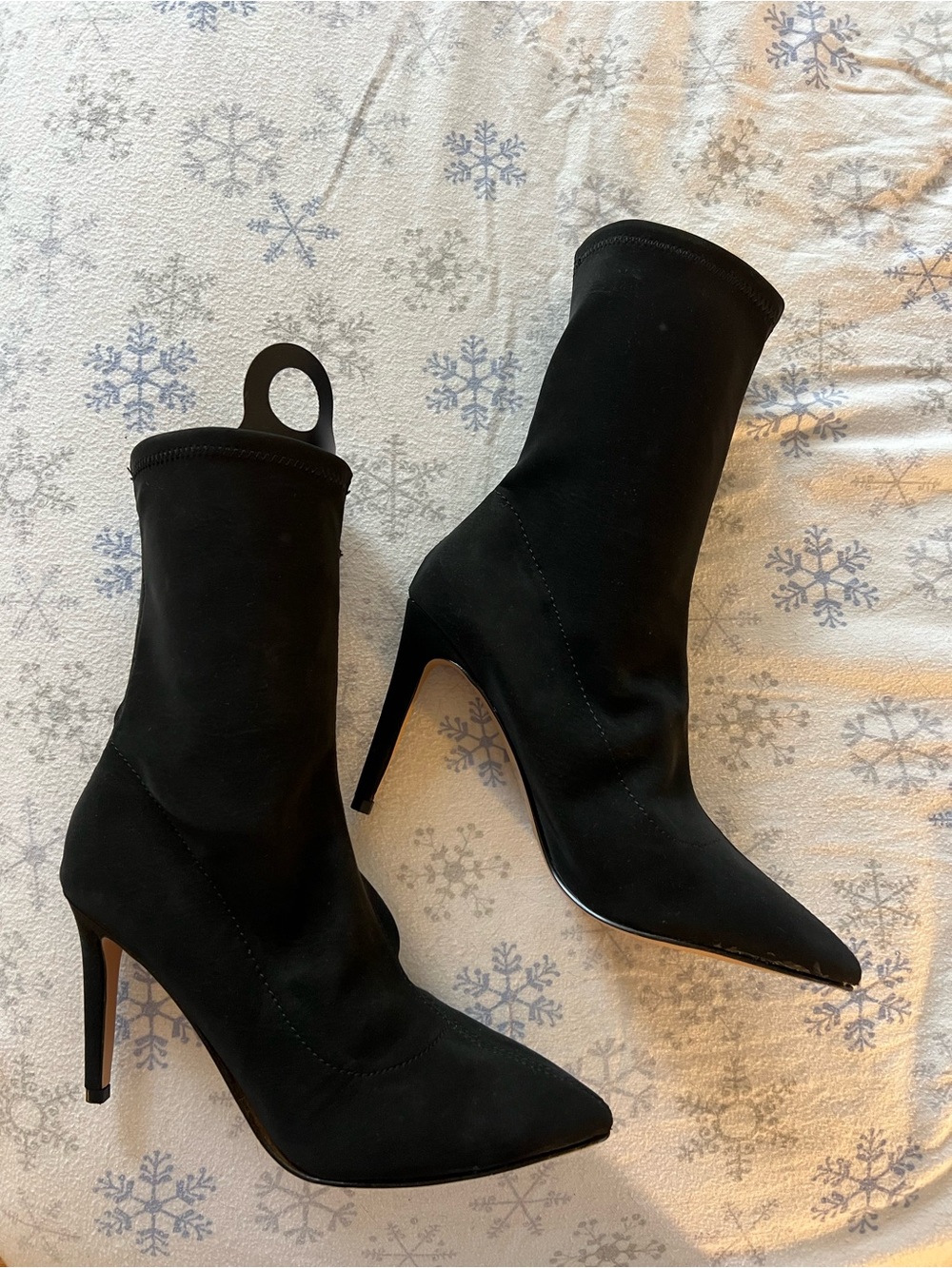 Express Black Pointed Toe Stiletto Sock Boots
